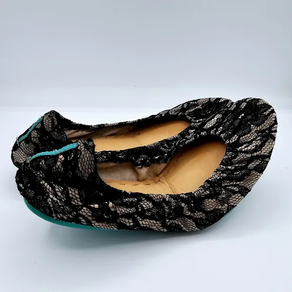 Tieks Black Nude Lace Ballet Flats
