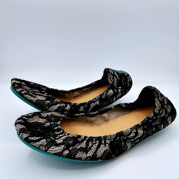 Tieks Black Nude Lace Ballet Flats