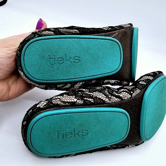 Tieks Black Nude Lace Ballet Flats