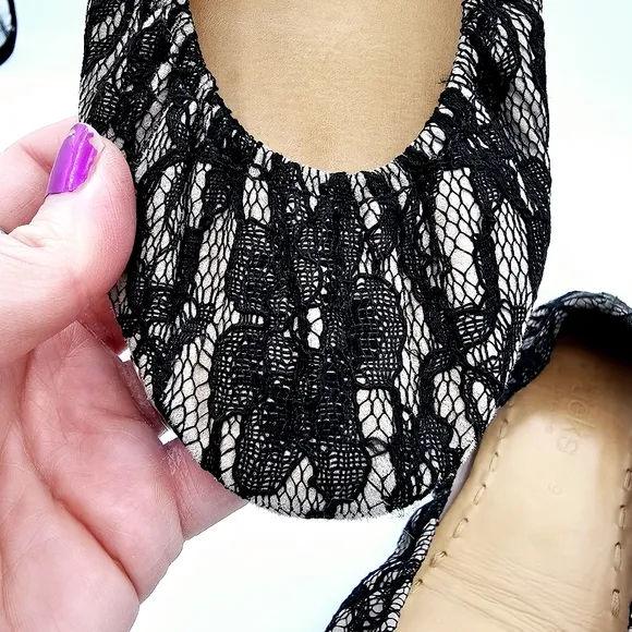 Tieks Black Nude Lace Ballet Flats