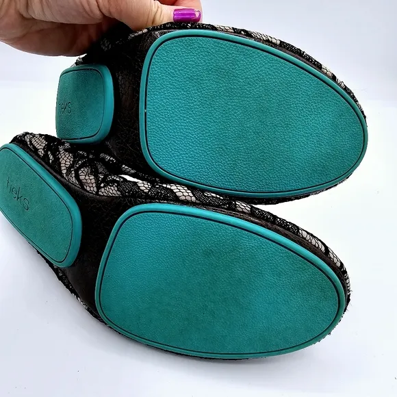 Tieks Black Nude Lace Ballet Flats