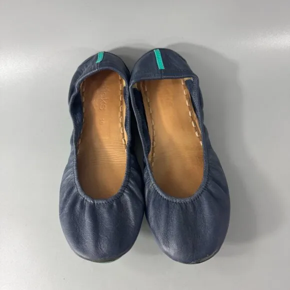 Tieks CALIFORNIA NAVY Leather Ballet Flats, Size 10