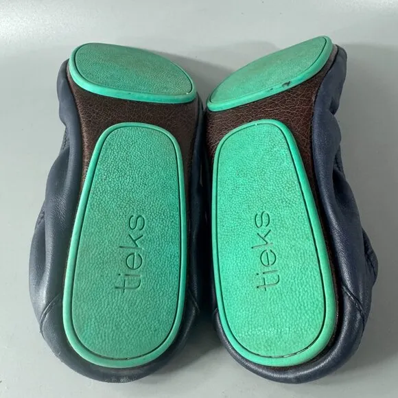 Tieks CALIFORNIA NAVY Leather Ballet Flats, Size 10
