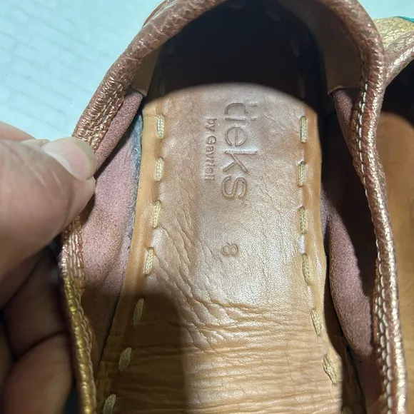 TIEKS ROSE GOLD LEATHER Metallic Bronze Ballet Flats SIZE 8