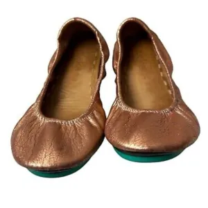 TIEKS ROSE GOLD LEATHER Metallic Bronze Ballet Flats SIZE 8