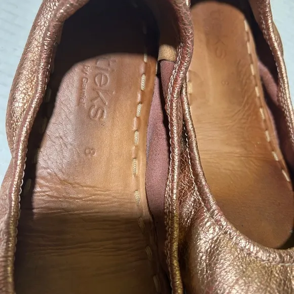 TIEKS ROSE GOLD LEATHER Metallic Bronze Ballet Flats SIZE 8