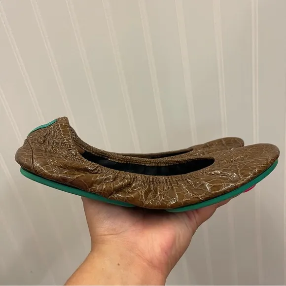 Tieks Sienna Brown Croc Flats Sz 8