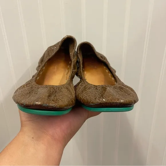Tieks Sienna Brown Croc Flats Sz 8