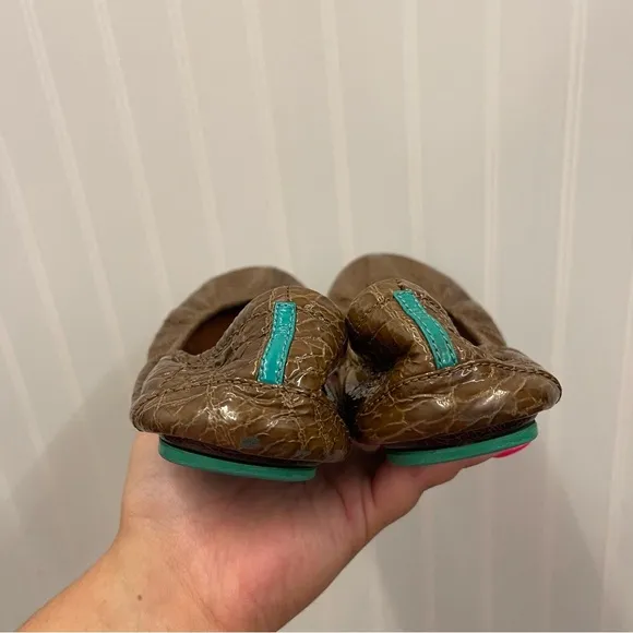 Tieks Sienna Brown Croc Flats Sz 8