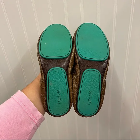 Tieks Sienna Brown Croc Flats Sz 8