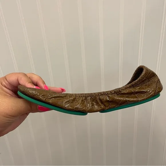Tieks Sienna Brown Croc Flats Sz 8