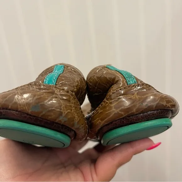 Tieks Sienna Brown Croc Flats Sz 8