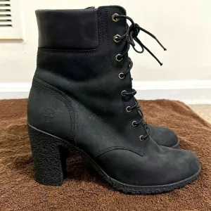 Timberland Black Nubuck Heel Combat Boots Sz 10