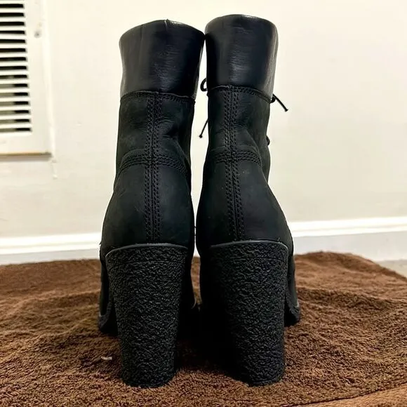 Timberland Black Nubuck Heel Combat Boots Sz 10