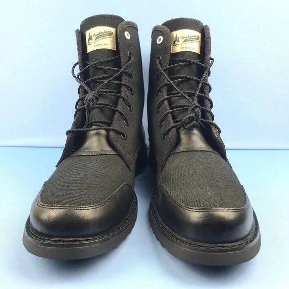 Timberland Boots 8 Inch Mens Size 13 Newmarket Trans Black Leather Canvas Combat