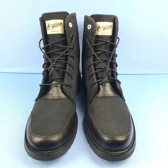 Timberland Boots 8 Inch Mens Size 13 Newmarket Trans Black Leather Canvas Combat