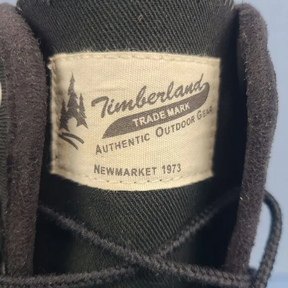 Timberland Boots 8 Inch Mens Size 13 Newmarket Trans Black Leather Canvas Combat