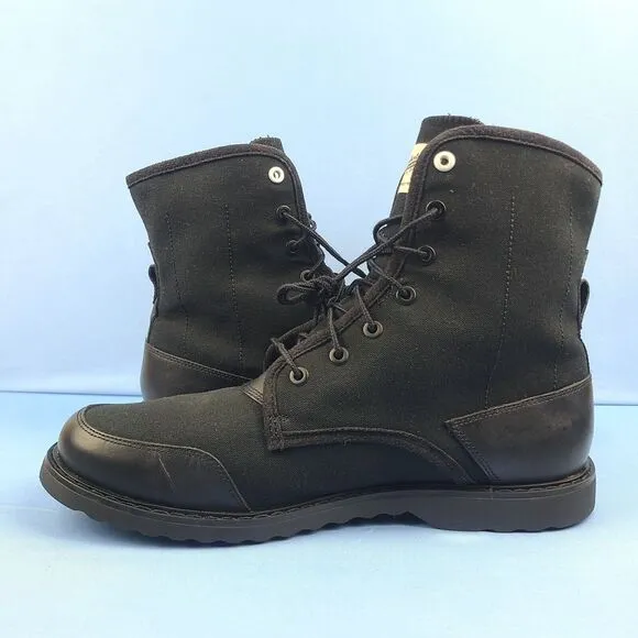 Timberland Boots 8 Inch Mens Size 13 Newmarket Trans Black Leather Canvas Combat