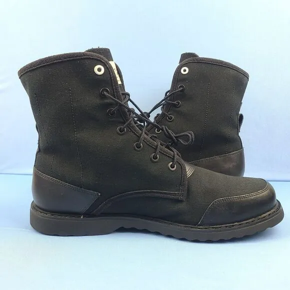 Timberland Boots 8 Inch Mens Size 13 Newmarket Trans Black Leather Canvas Combat