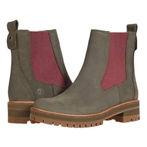 Timberland Courmayeur Valley Chelsea Boots, Olive Nubuck, Size 7.5 New in Box