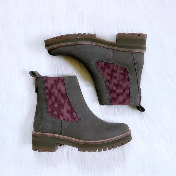 Timberland Courmayeur Valley Chelsea Boots, Olive Nubuck, Size 7.5 New in Box