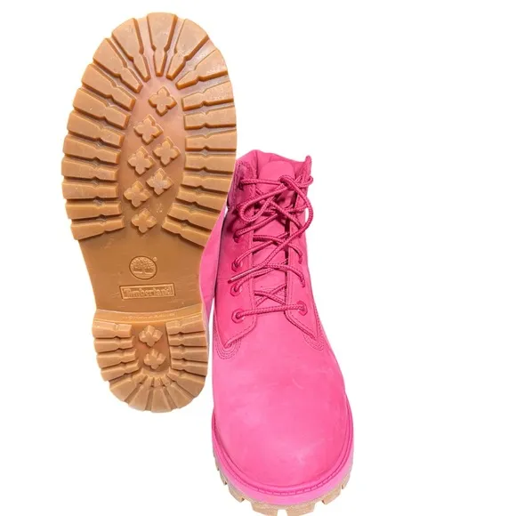 Timberland Pink Girly Leather Combat Boots 50th Anniversary Streetwear Lug Sole