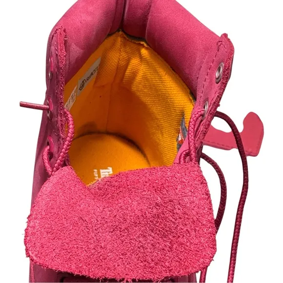Timberland Pink Girly Leather Combat Boots 50th Anniversary Streetwear Lug Sole