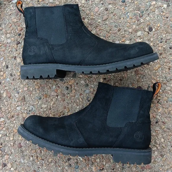 Timberland Redwood Falls black leather Chelsea ankle boots mens sz 9