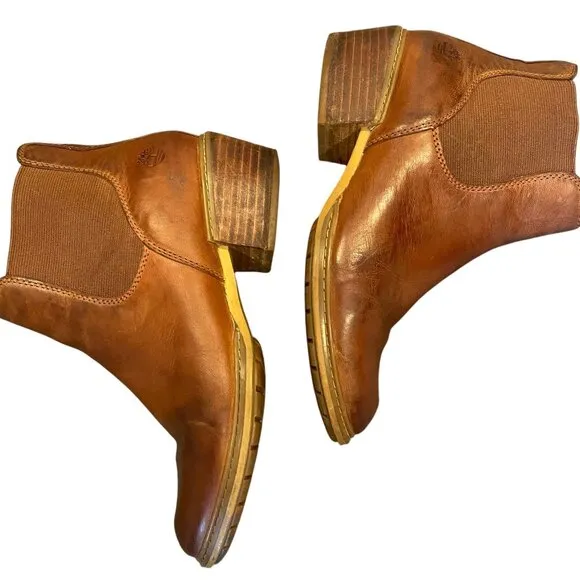 Timberland Sutherlin Bay Low Leather Chelsea Boots A2EFF Sz 7.5M Brown #341B