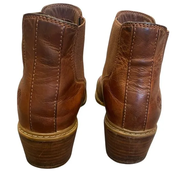 Timberland Sutherlin Bay Low Leather Chelsea Boots A2EFF Sz 7.5M Brown #341B