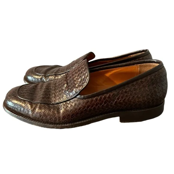 To Boot New York Adam Derrick Brown Woven Leather Loafers N204 Men's 10.5 Italy