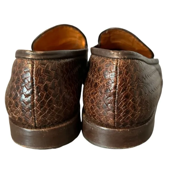 To Boot New York Adam Derrick Brown Woven Leather Loafers N204 Men's 10.5 Italy