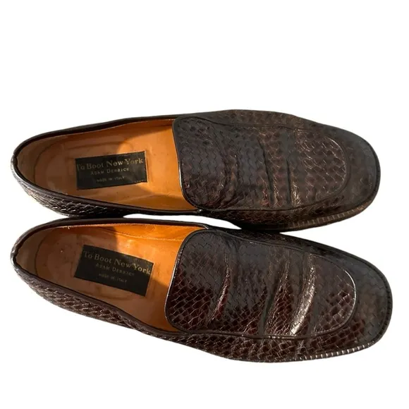 To Boot New York Adam Derrick Brown Woven Leather Loafers N204 Men's 10.5 Italy