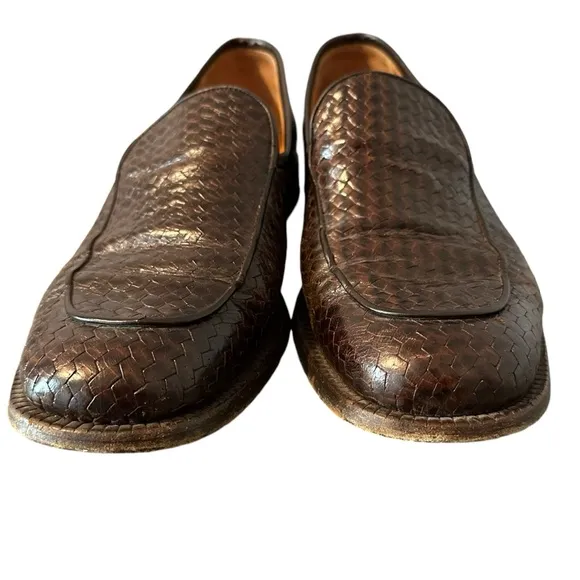 To Boot New York Adam Derrick Brown Woven Leather Loafers N204 Men's 10.5 Italy