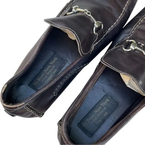 TO BOOT NEW YORK Hilton Brown Leather Horsebit Driving Loafers Sz 12 Shoes
