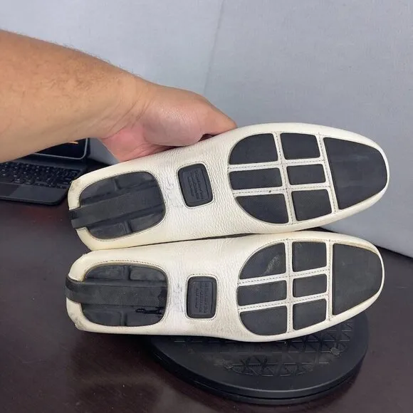 To Boot New York Penny Driving Moc Loafers Shoes White Leather Mens Size 9.5