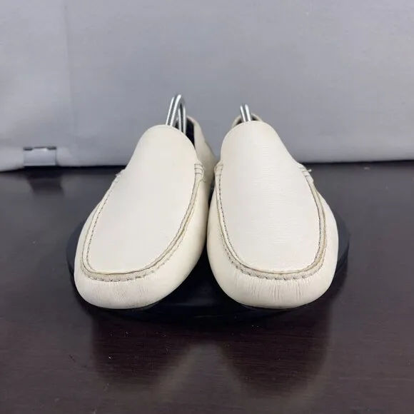 To Boot New York Penny Driving Moc Loafers Shoes White Leather Mens Size 9.5