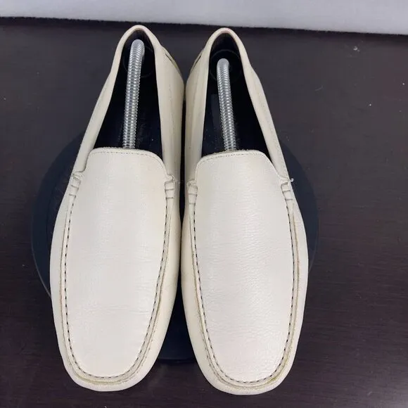 To Boot New York Penny Driving Moc Loafers Shoes White Leather Mens Size 9.5