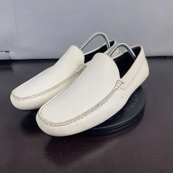 To Boot New York Penny Driving Moc Loafers Shoes White Leather Mens Size 9.5