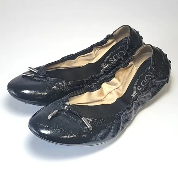 Todd's De Laccetto ballerina black patent leather flats women's size 39 -US 9,