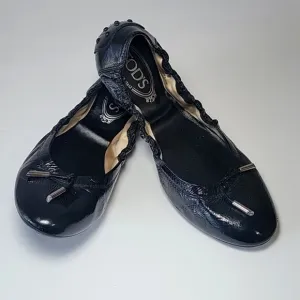 Todd's De Laccetto ballerina black patent leather flats women's size 39 -US 9,