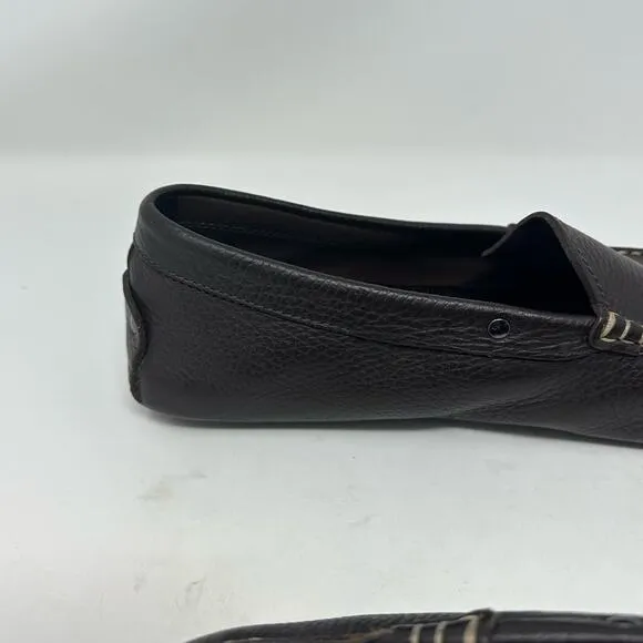 TODS Brown Pebble Leather Driving Loafers Mens Sz 10 Casual Work Office Slip On