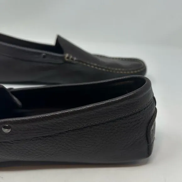 TODS Brown Pebble Leather Driving Loafers Mens Sz 10 Casual Work Office Slip On