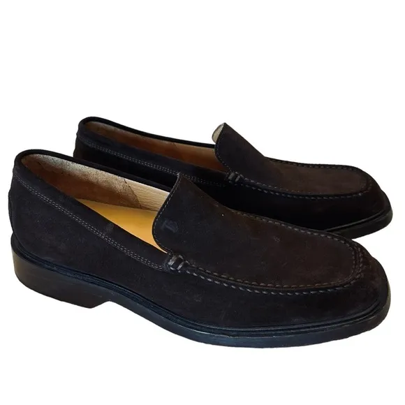 TOD'S Driving Shoes Brown Suede Leather Men’s size 9.5 Loafers Square Toe