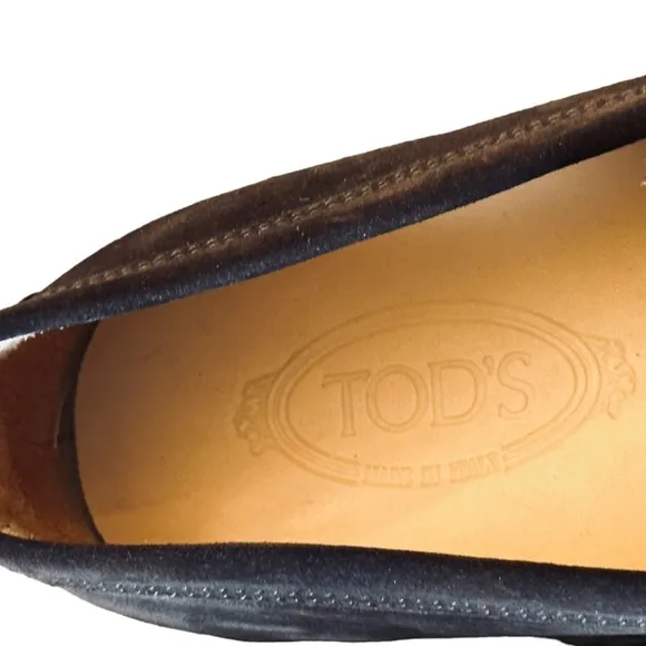 TOD'S Driving Shoes Brown Suede Leather Men’s size 9.5 Loafers Square Toe
