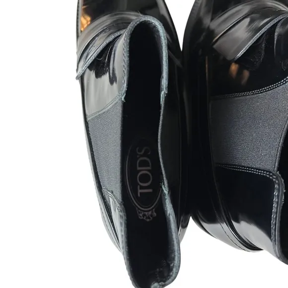 TOD’S Glossy Patent Leather Chelsea Boots 38.5