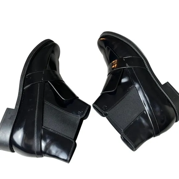 TOD’S Glossy Patent Leather Chelsea Boots 38.5