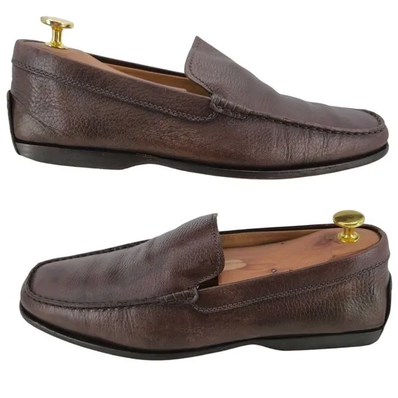 Tod's Italian Brown Pebble Leather Venetian Driving Loafers Men's 8 Casual Shoes