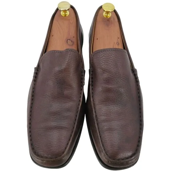 Tod's Italian Brown Pebble Leather Venetian Driving Loafers Men's 8 Casual Shoes