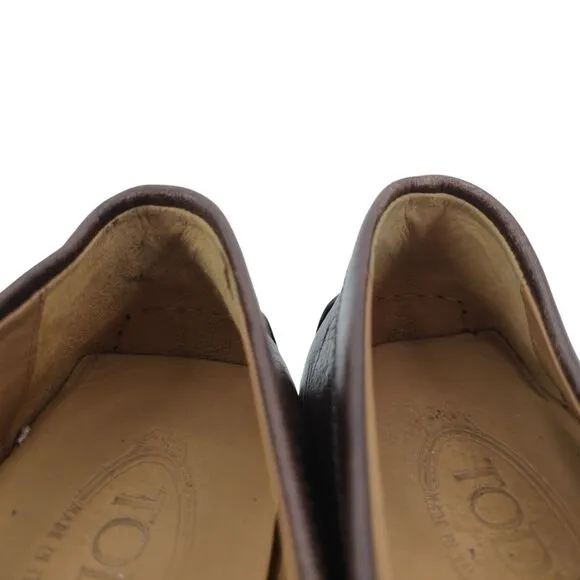 Tod's Italian Brown Pebble Leather Venetian Driving Loafers Men's 8 Casual Shoes